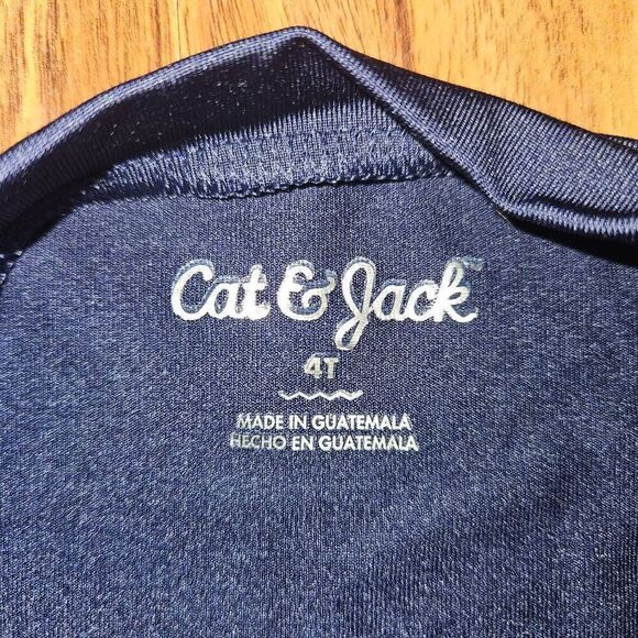 5 For $25 Cat & Jack Navy Blue SPF Long Sleeve Swim Top Rashguard Toddler 4T - Picture 2 of 4
